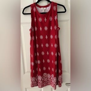 NWT Women’s Loft Red/White sleeveless dress Western Boho lightweight size 4